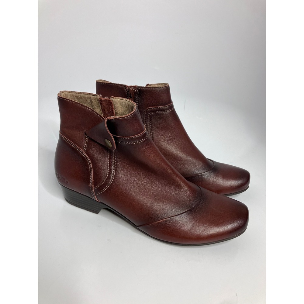 Taos Oh Snap Ankle Boots Womens 10 Brown Excellent Leather Side Zip Booties